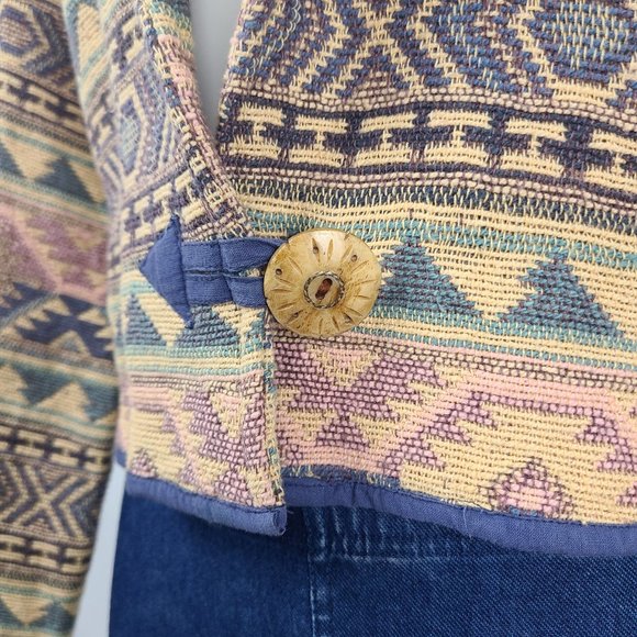 Vintage Flashback Cotton Woven Yellow Navaho Jacket Size M - Picture 3 of 12